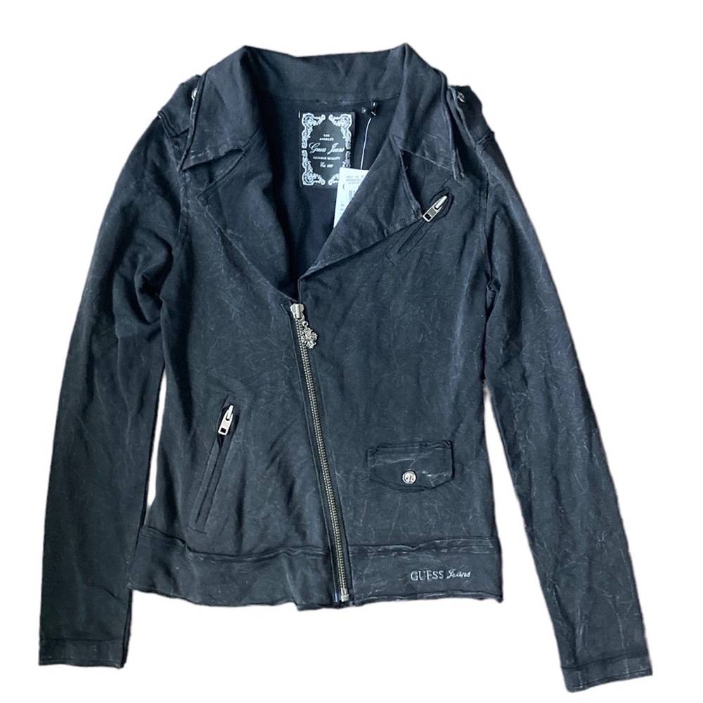 Guess black zipper 2000’s jacket goth punk vintage sizeM
